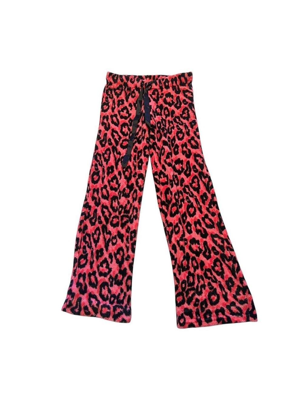 Hot Kiss Hot Pink Leopard Print Fuzzy Pajama Pants